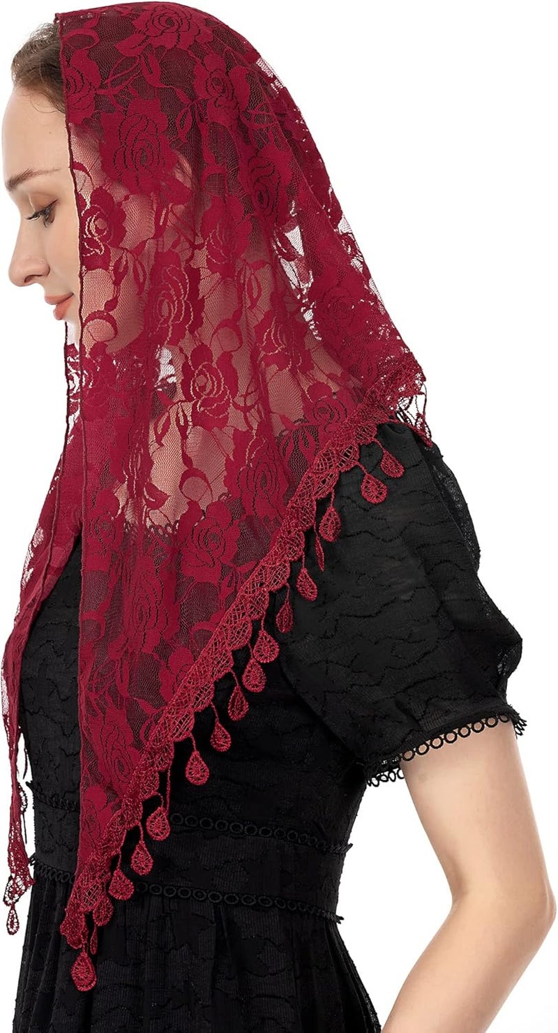 Wgior حجاب مثلث للكنيسة - غطاء رأس دانتيل لطقوس الكاثوليك للنساء - Image 2